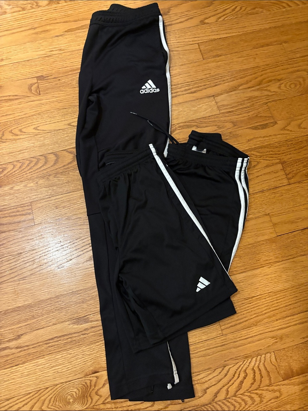adidas Kids Black Track Pants with White Stripe Detail